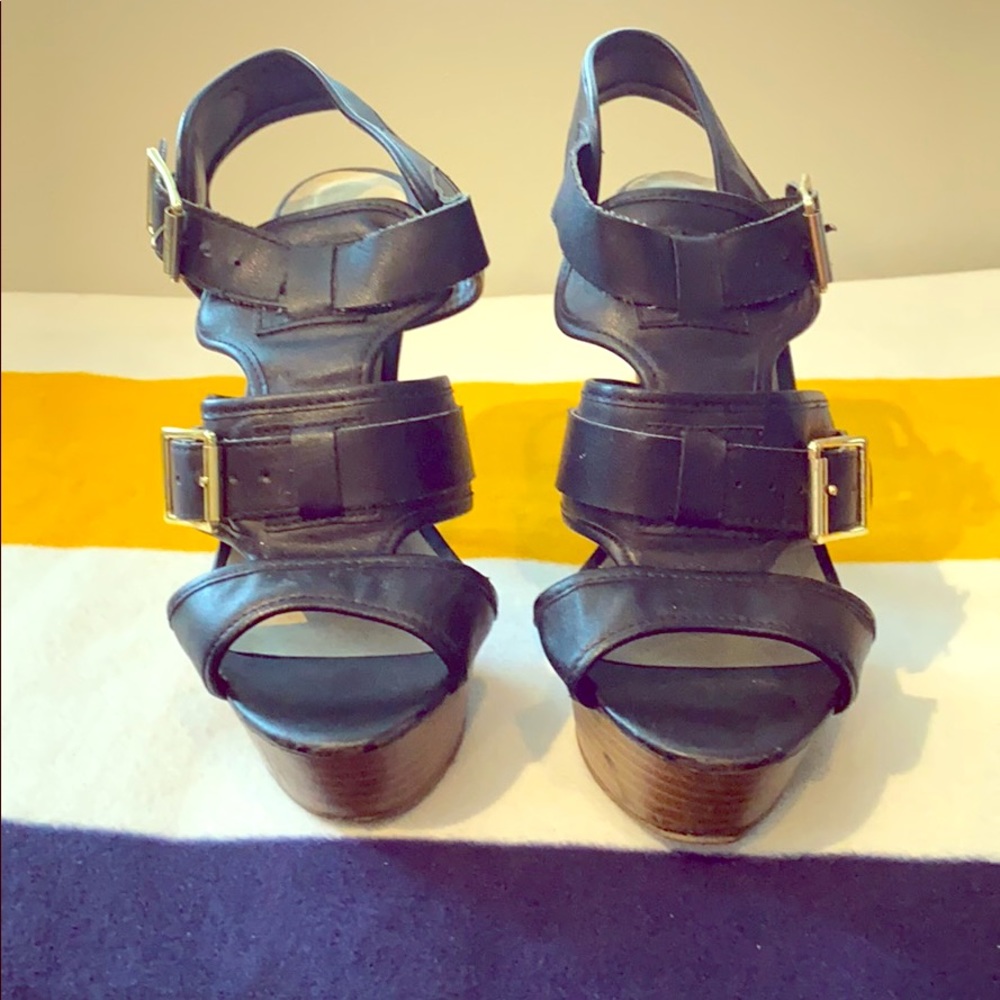 Black high healed sandals
